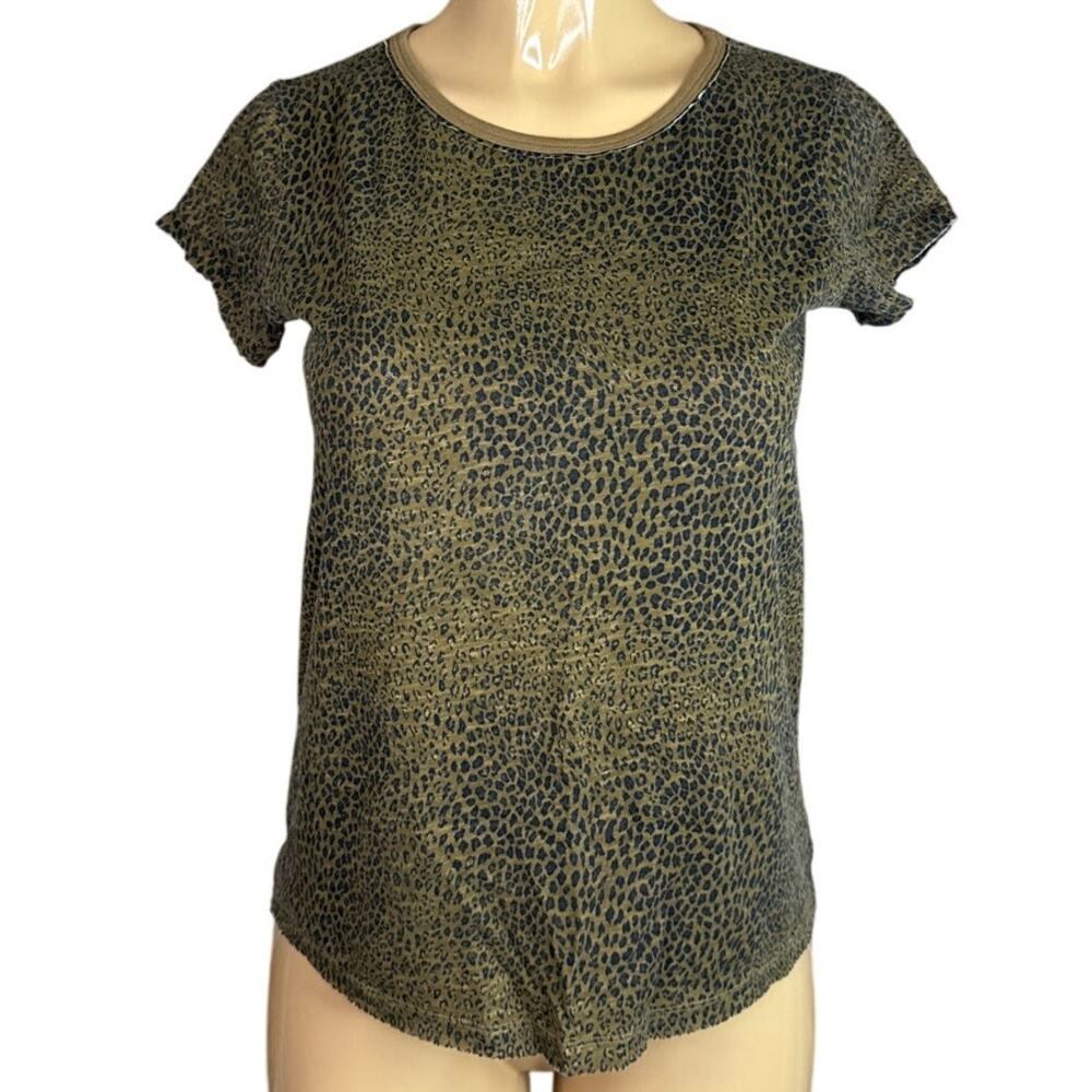 We The Free People Clare Top Short Sleeve Tee Shirt Leopard Print Size Small